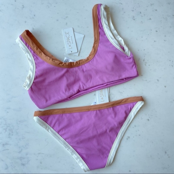 NWT L*Space 2-Piece Bikini Set - Lala Top & Vacay Bottom in Rosebud Creamy Putty - Picture 10 of 11